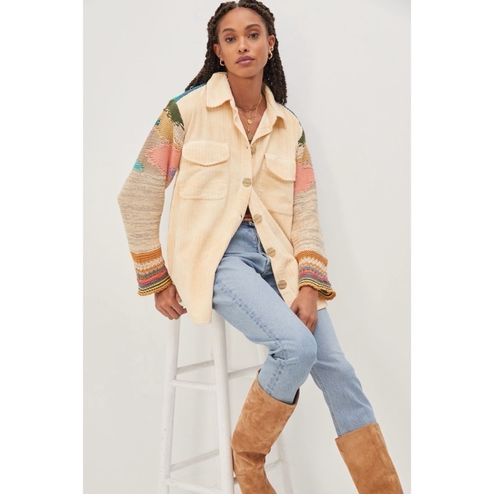 Pilcro Easygoing Shirt Jacket Button Up Corduroy Woven Knit Boho Western Shacket - Picture 6 of 14